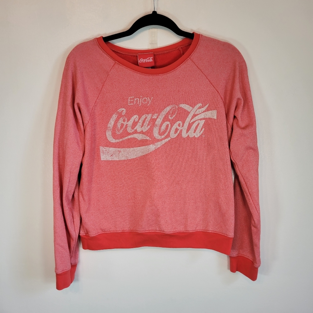 Coca-Cola Womens Sweatshirt Large Vintage Distressed Look